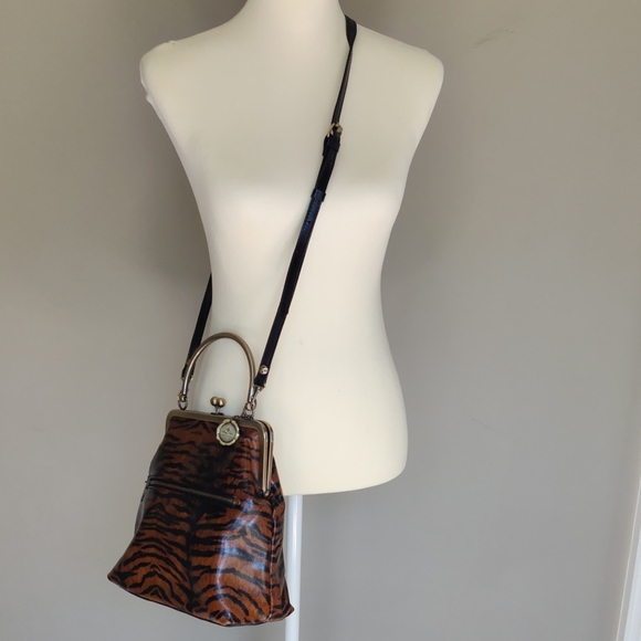 Patricia Nash Leather Novella Frame Bag w/Extra Strap: Tiger. NWOT - Picture 6 of 7